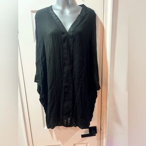 Black Lace-Trimmed Cover up